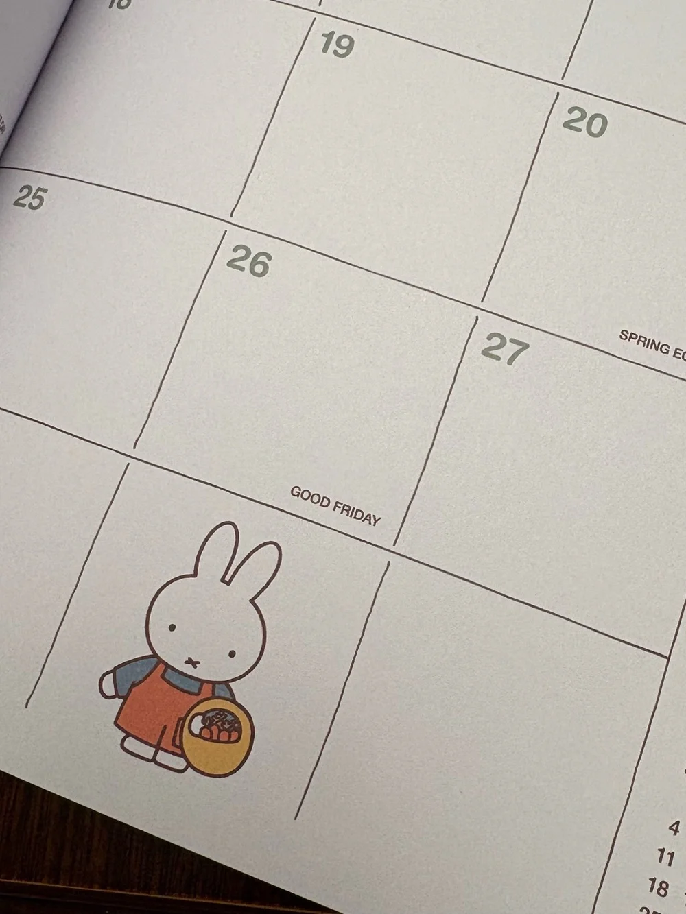 miffy 2027 Monthly Planner – Yellow Stripe with Color Blocks